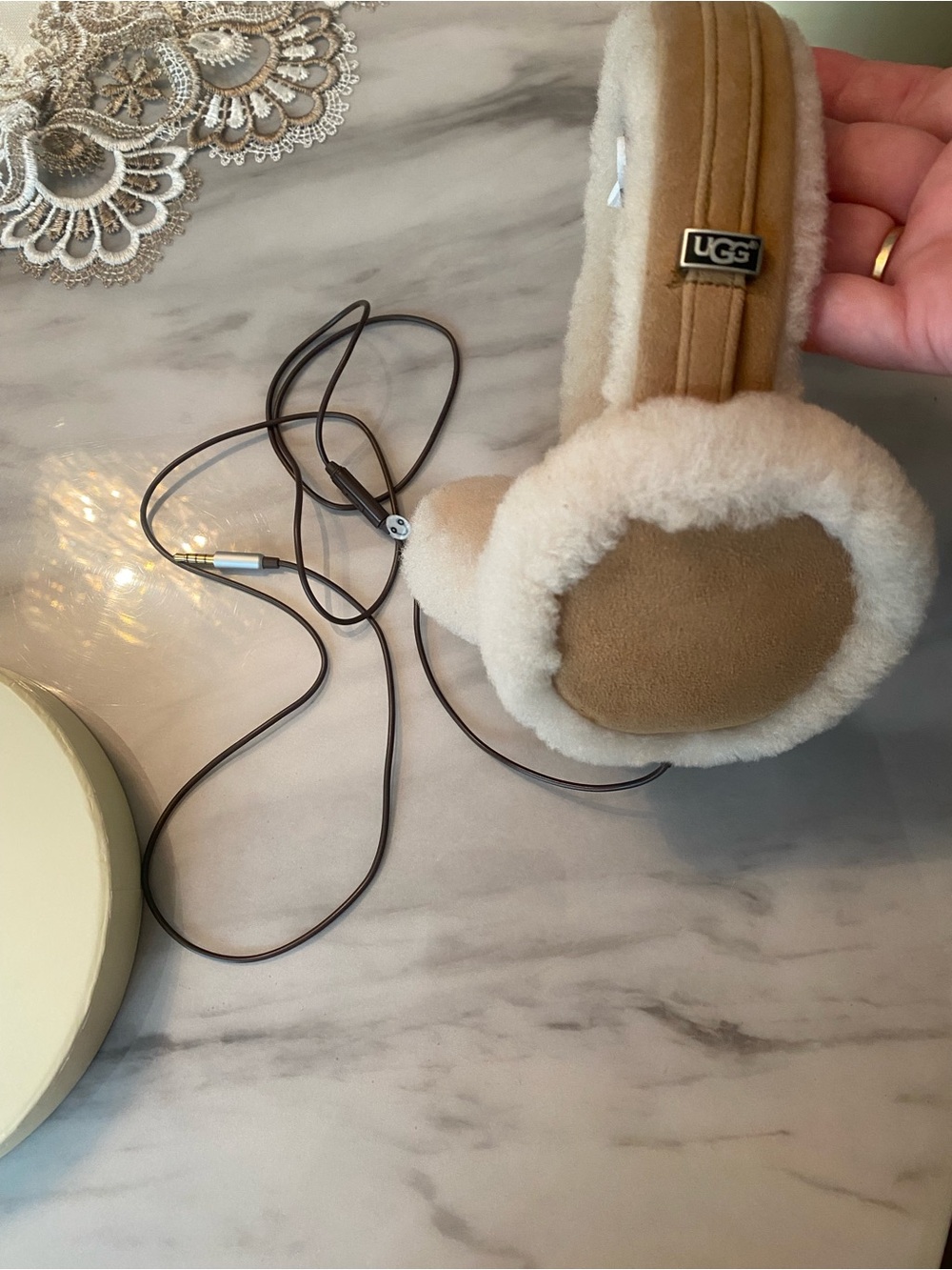 UGG Chestnut Shearling Over-Ear Headphones with Cable